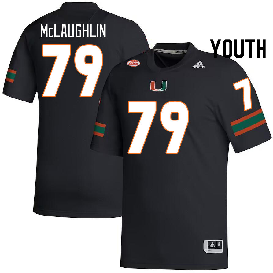 Youth #79 Michael McLaughlin Miami Hurricanes College Football Jerseys Stitched-Black